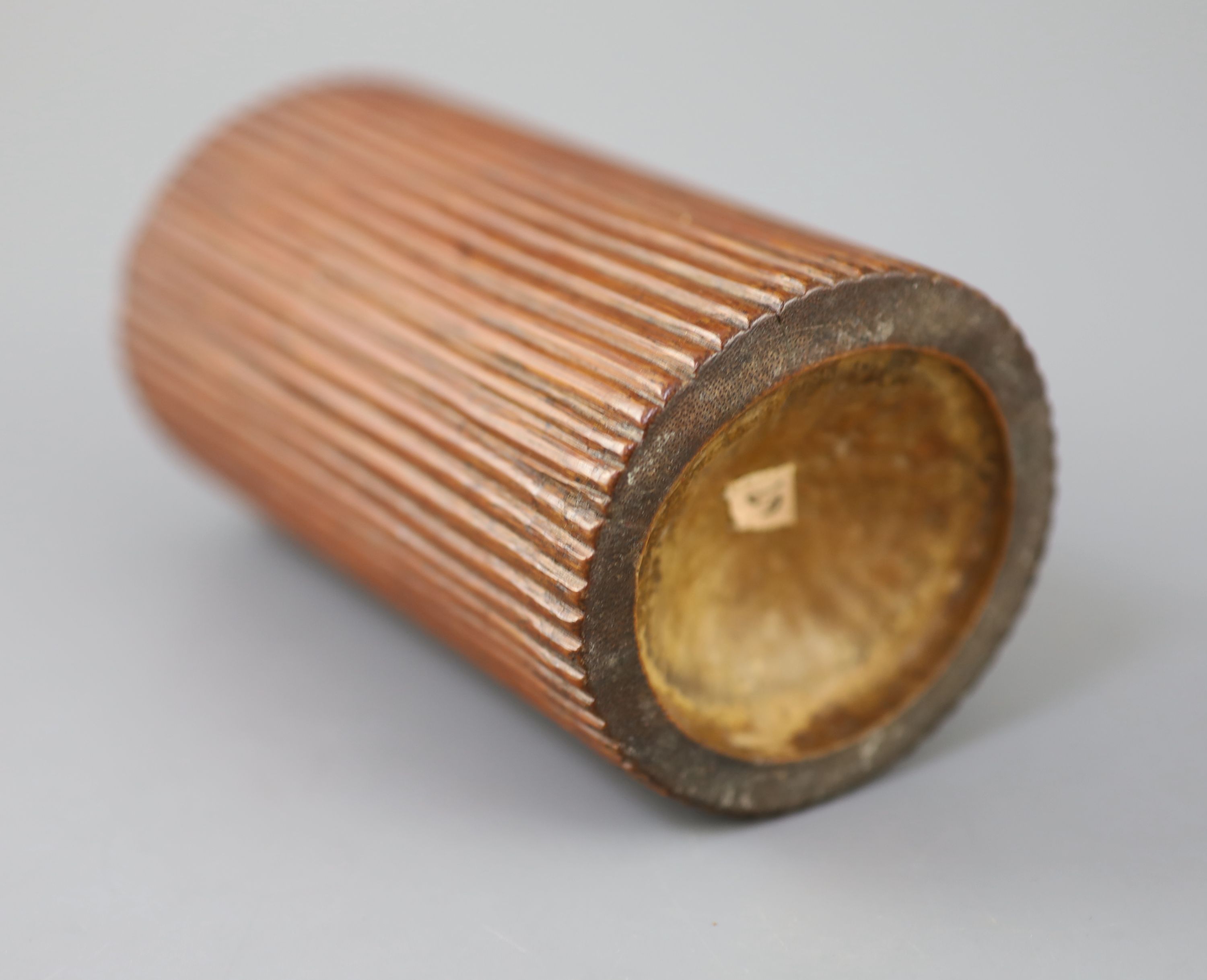 An unusual Chinese reeded bamboo brushpot, bitong, 18th/19th century,
